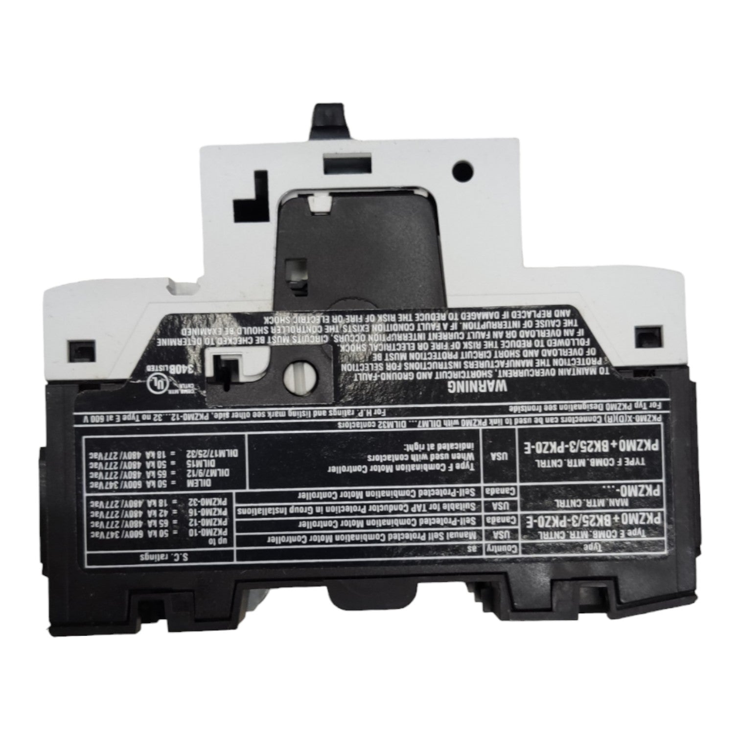 Electrical component with text and labels on a white background