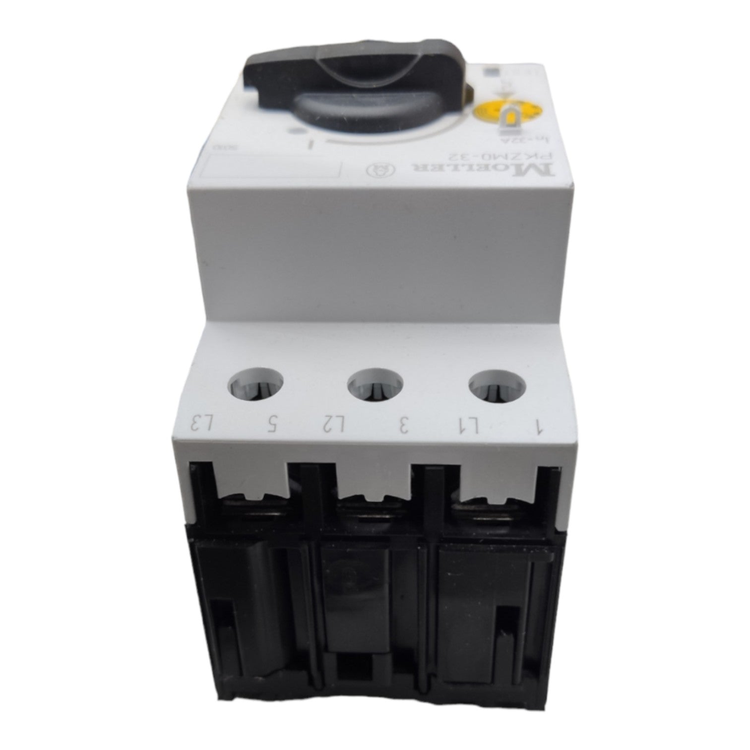 Electrical switchgear component on a white background