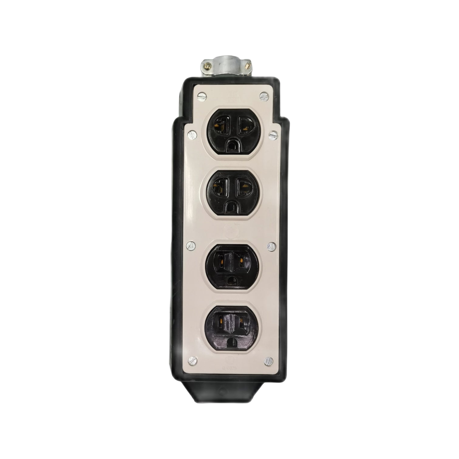 Three electrical outlets on a white background