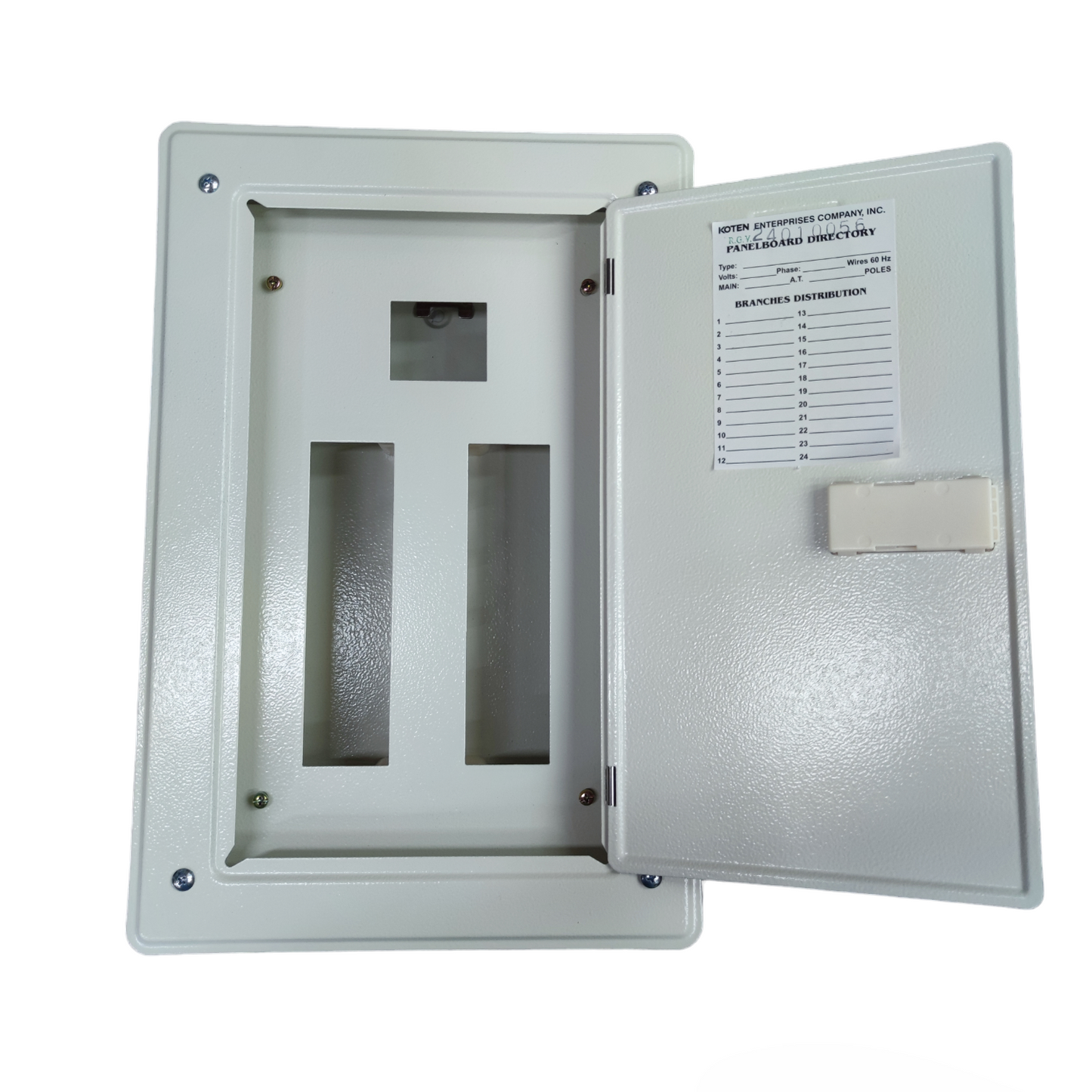 Koten 10 Branches 2 Pole KTM1-2P10B electrical circuit breaker distribution box with open door