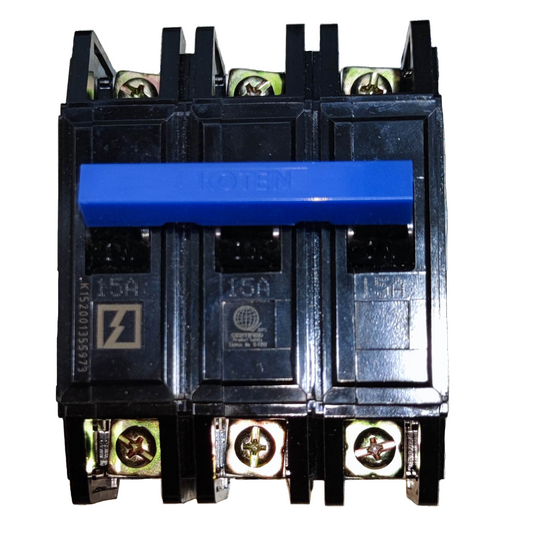 Koten 15A 3 pole 220V circuit breaker black with blue switch for electrical protection