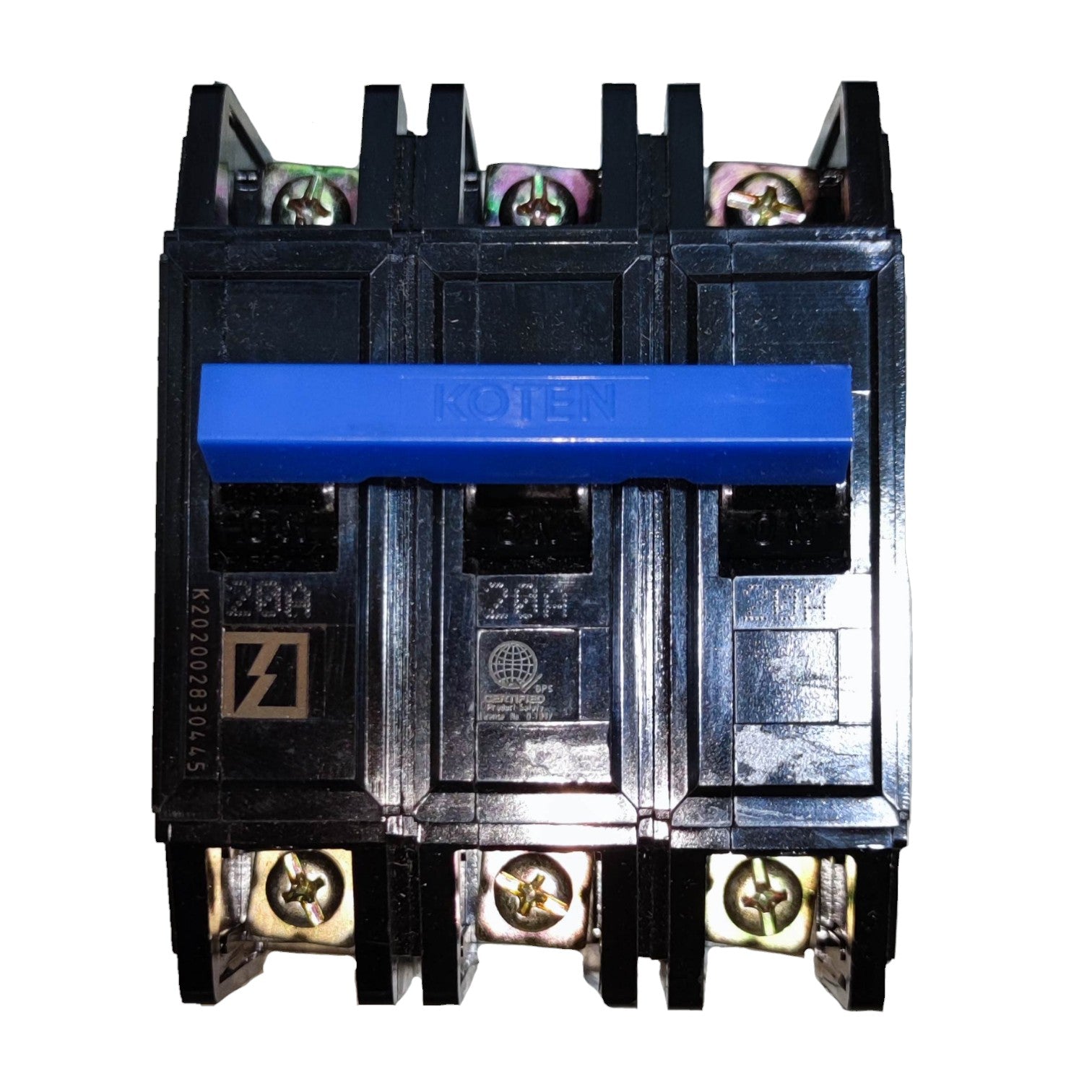Koten electrical contactor on a white background Koten 20A 3Pole 10Kaic 220V Circuit Breaker 3 Phase Bolt On HPH HPH3P20A For Safety Overload