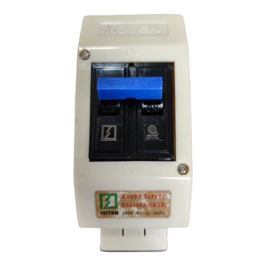 Koten 30A 2 Pole Single Phase Circuit Breaker with Enclosure and Outlet MCB ECB with Universal Outlet KSBS30A2P - front view