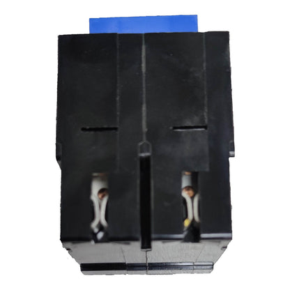 Black plastic component with cutouts and a blue square on a white  Koten 50A 2 Pole 10KAIC 220V Circuit Breaker Single Phase Plug-in HPH-P50A2P For Safety Overload Easy Installation Electx Electrical Supplybackground