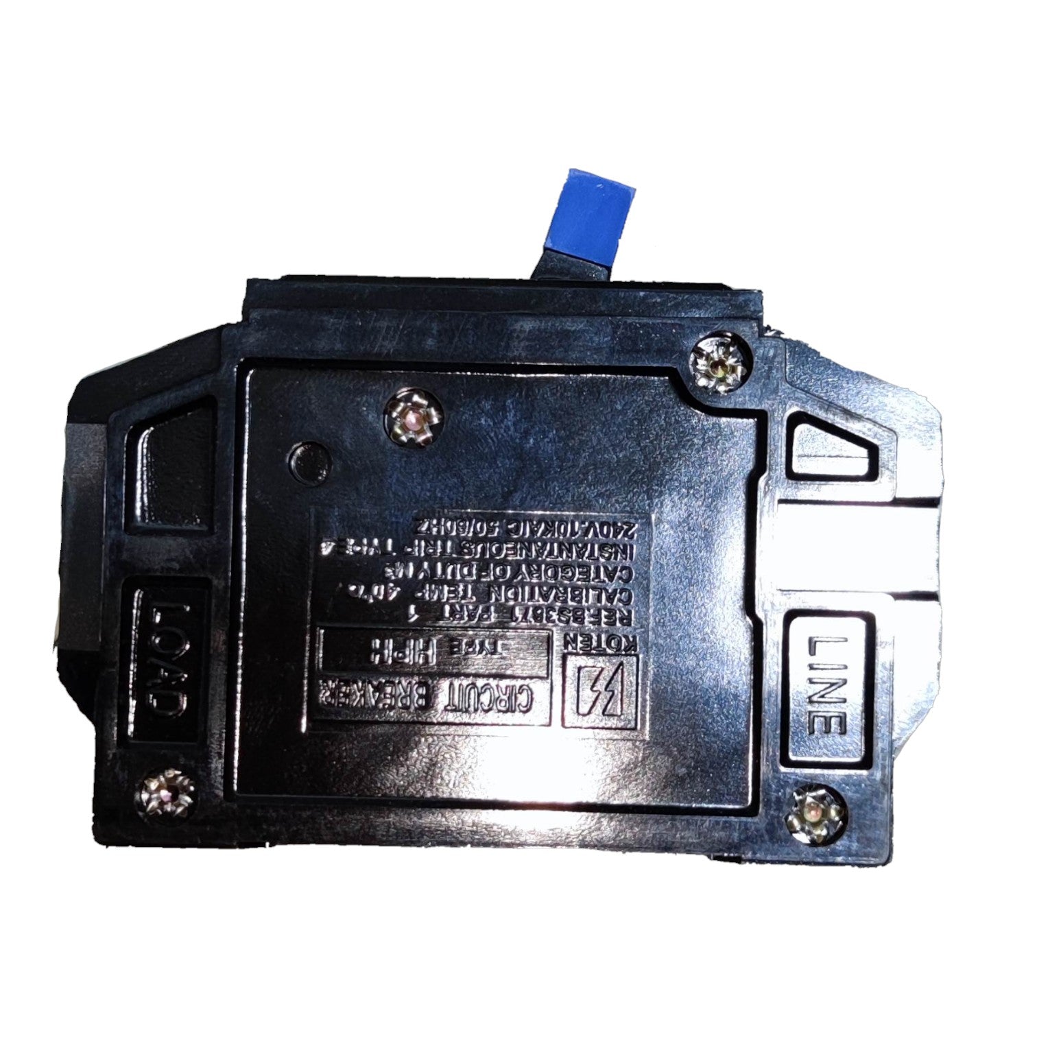 Electrical junction box with labels and screws on a white background Koten 50A 3Pole 10KAIC 220V Circuit Breaker 3 Phase Bolt On HPH3P50A for Safety Overload Electx Electrical Supply