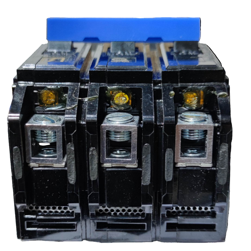 Electrical contactor with blue cover on a white background Koten 50A 3Pole 10KAIC 220V Circuit Breaker 3 Phase Bolt On HPH3P50A for Safety Overload Electx Electrical Supply