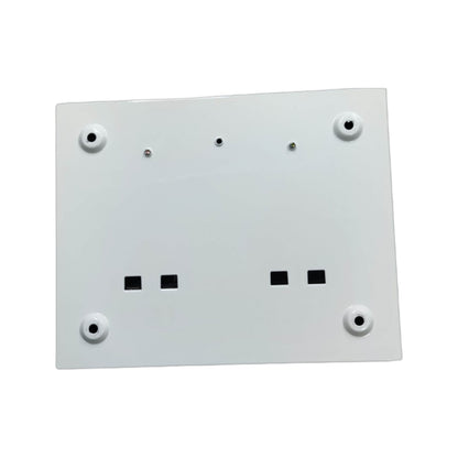 White electrical socket cover with multiple sockets on a white background