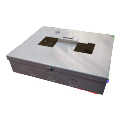 Rectangular electronic device with a screen on a white background