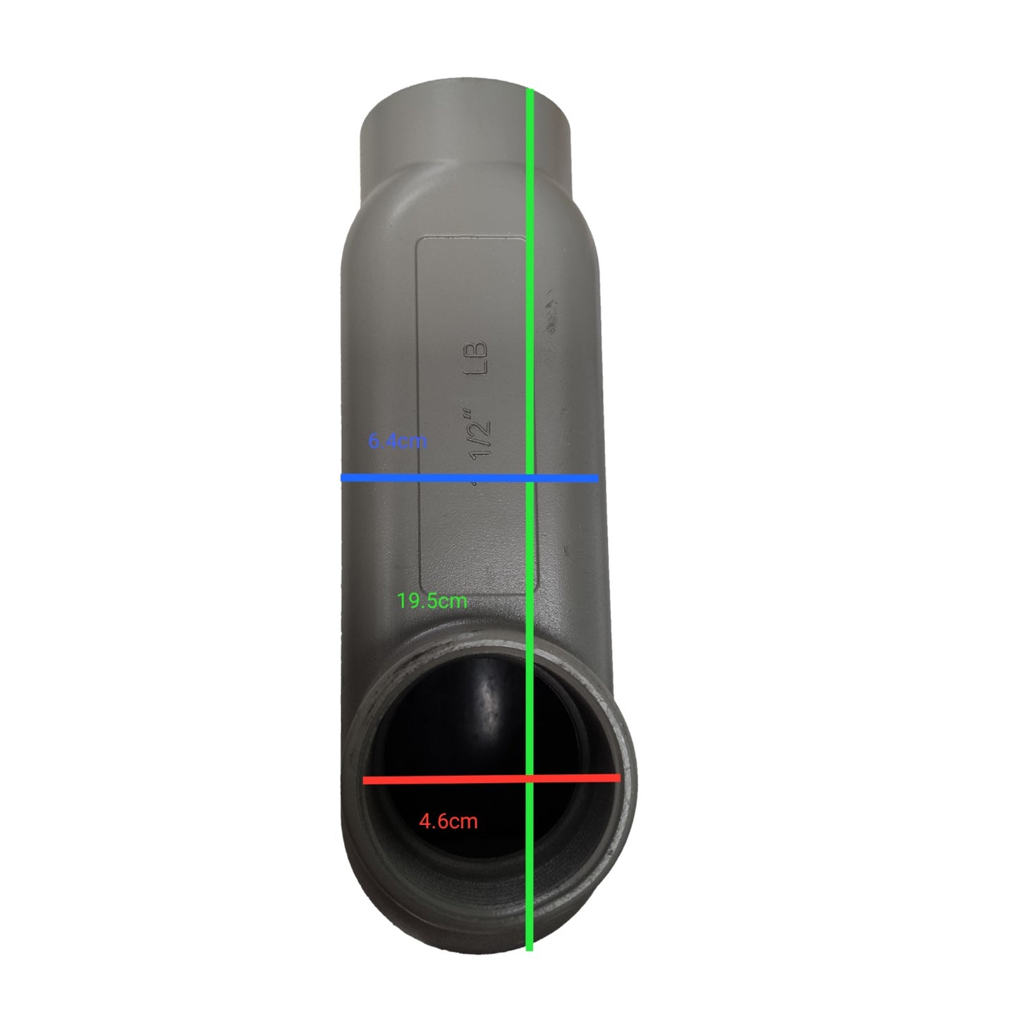 Black pipe with measurement markings on a white background