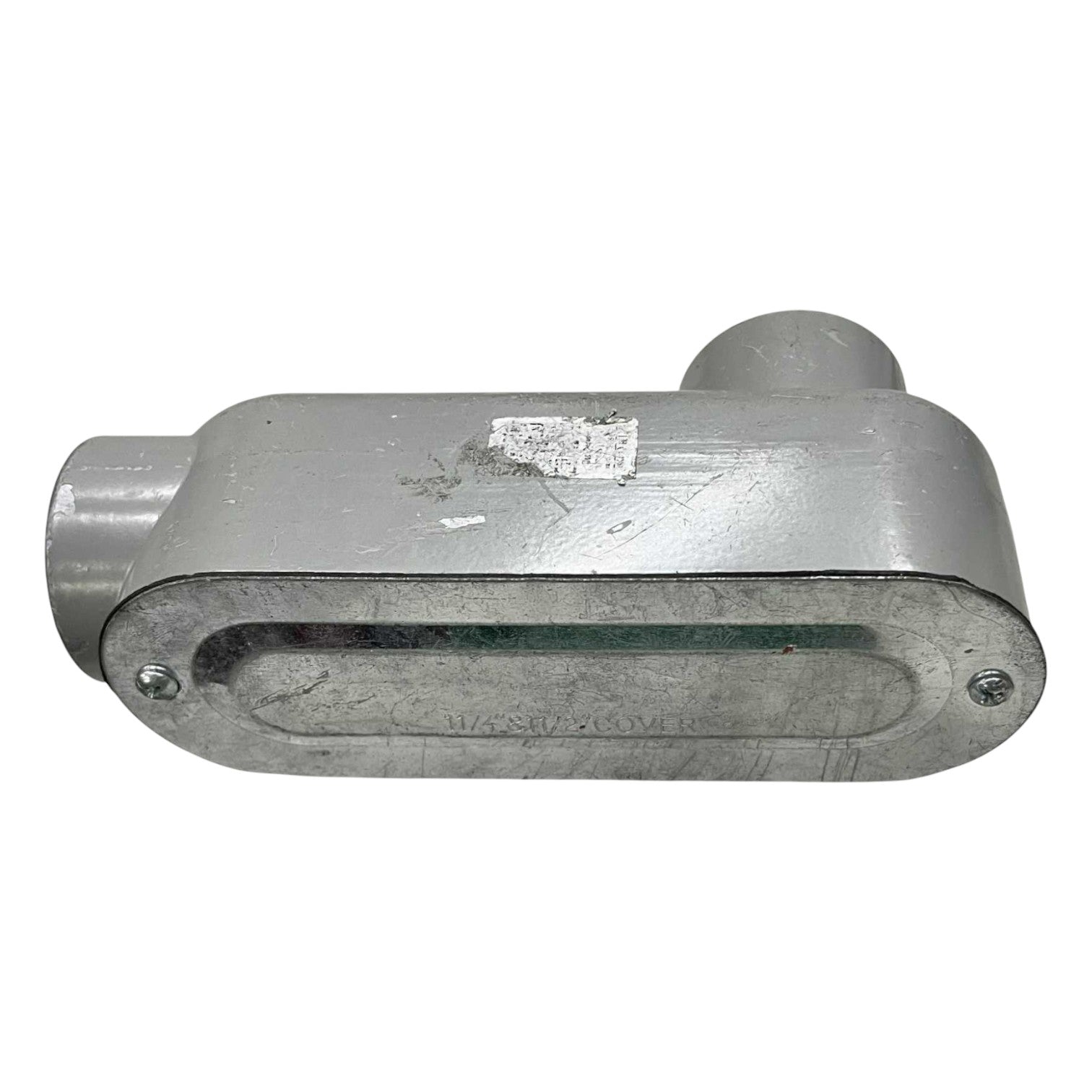 Metallic cylindrical component with a white background