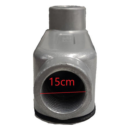 Metal pipe fitting with a 2cm measurement on a white background
