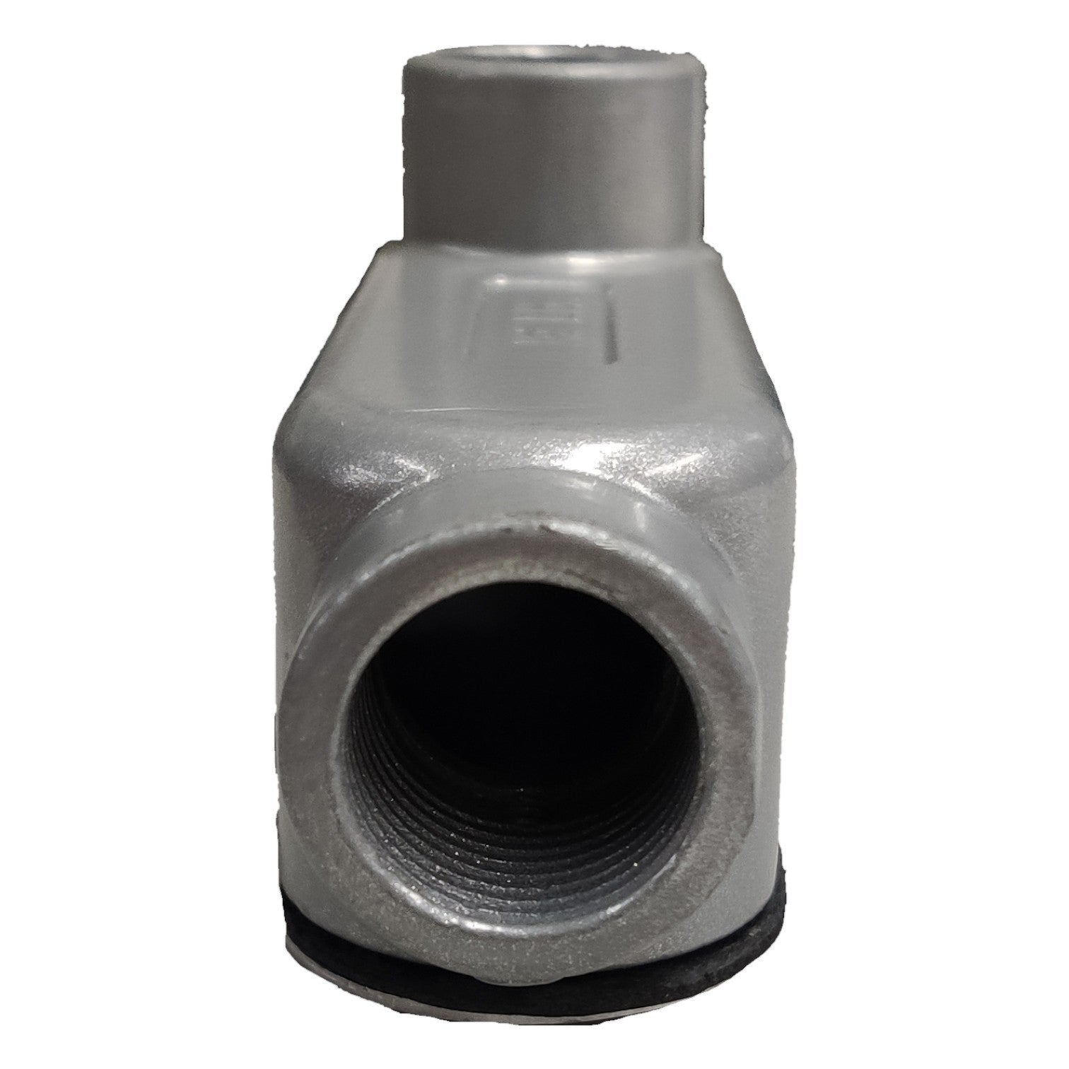 Metal pipe fitting on a white background