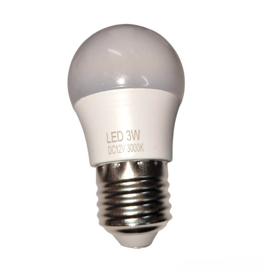 LED light bulb with specifications on a white background