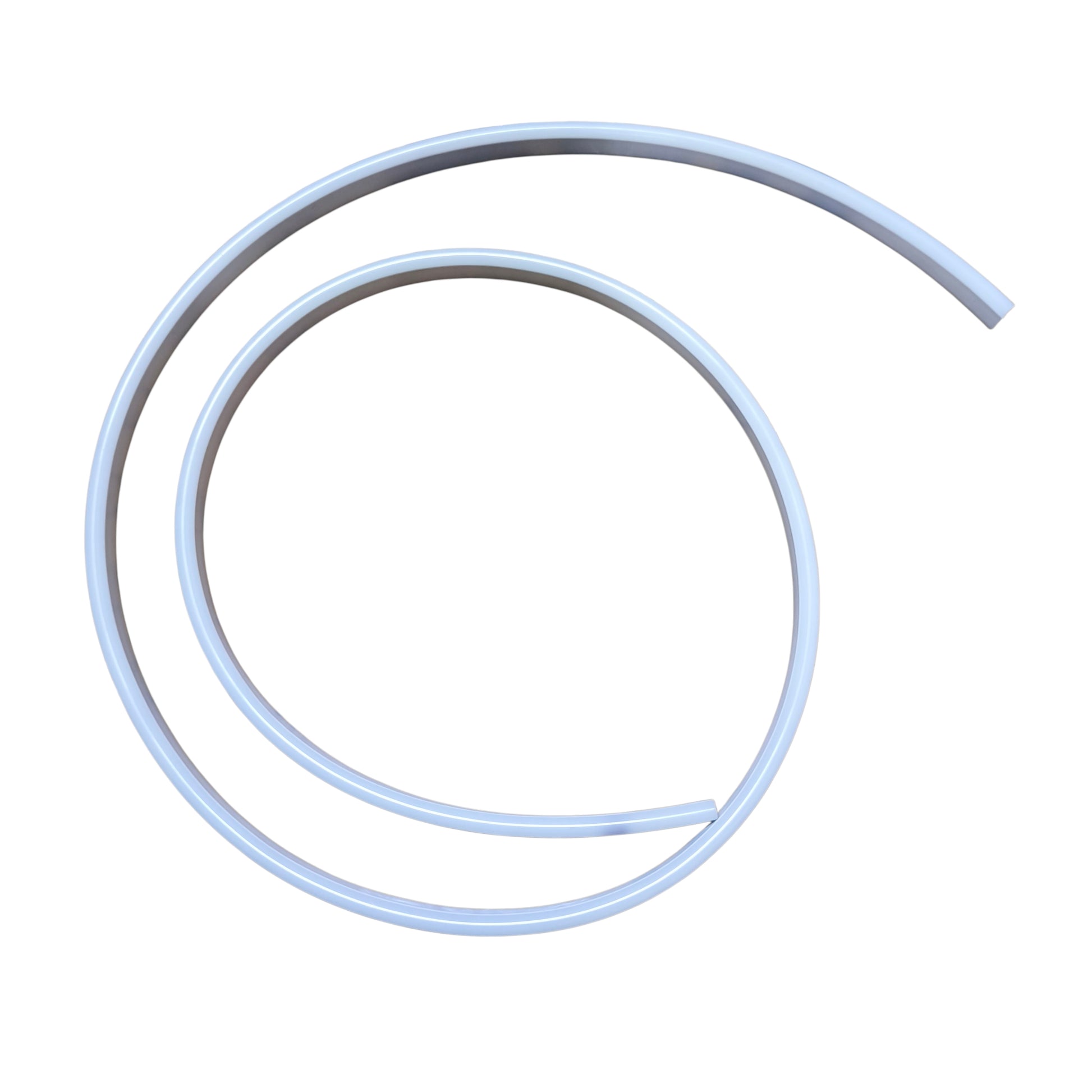 Coiled white tube on a white background