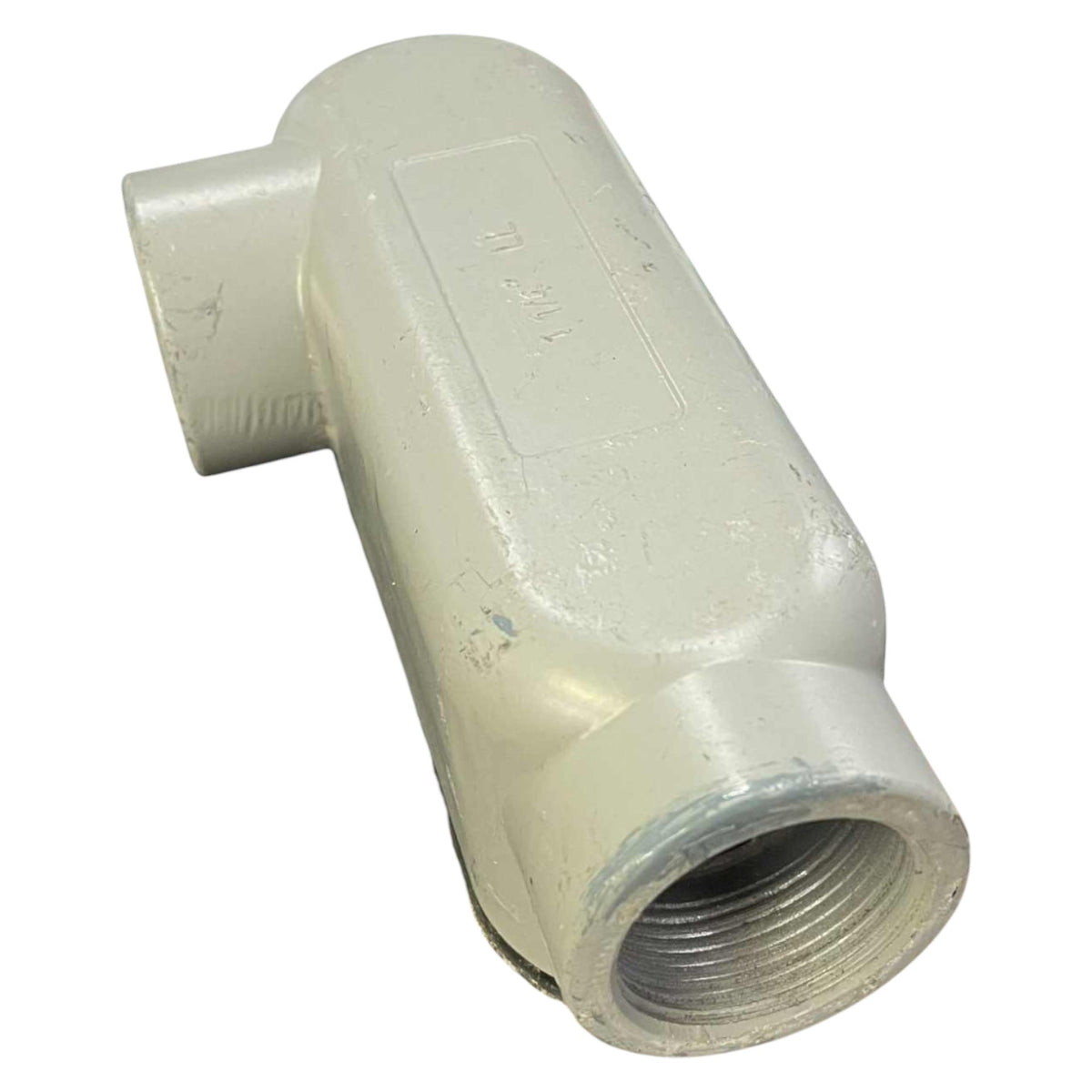 Plastic pipe fitting on a white background