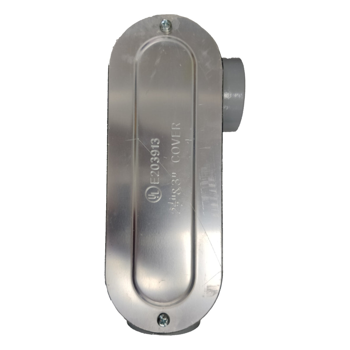 Metallic door handle on a white background