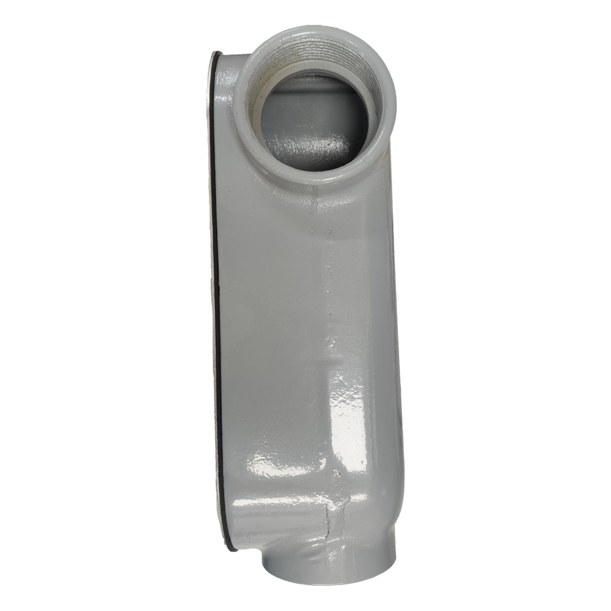 Metallic cylindrical component on a white background