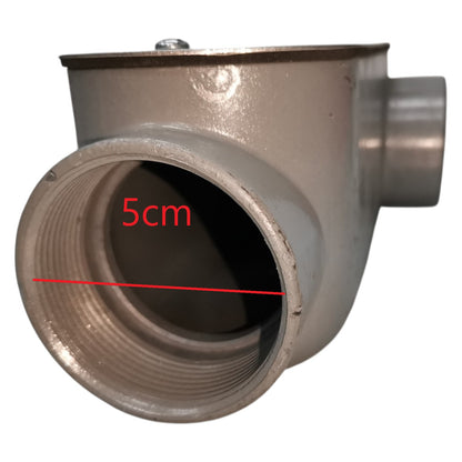 Metal pipe with a 5cm measurement label on a white background