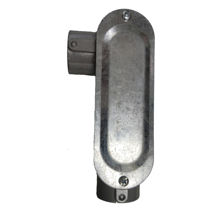Metallic door handle on a white background