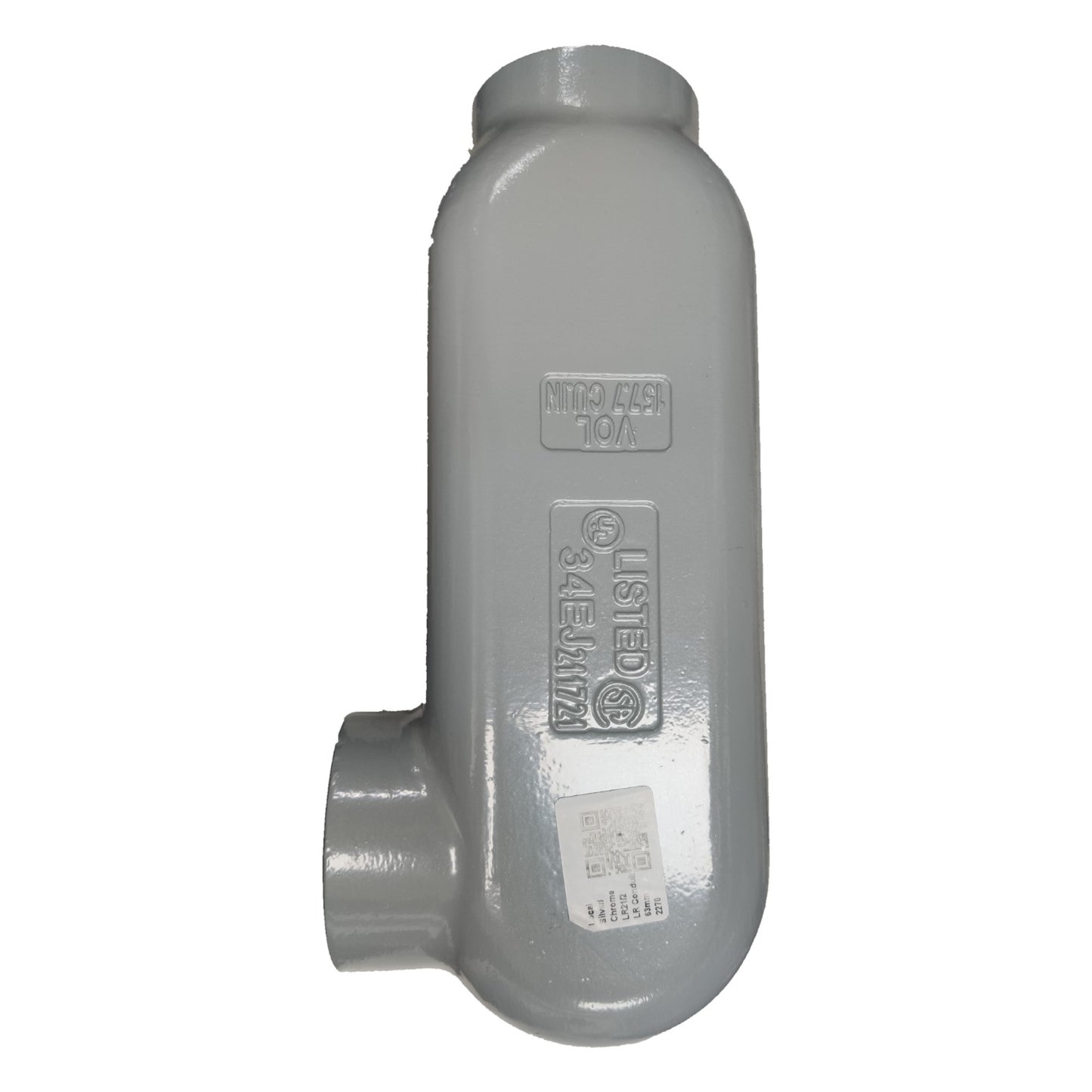 Gray pipe fitting with 'Rusco' branding on a white background