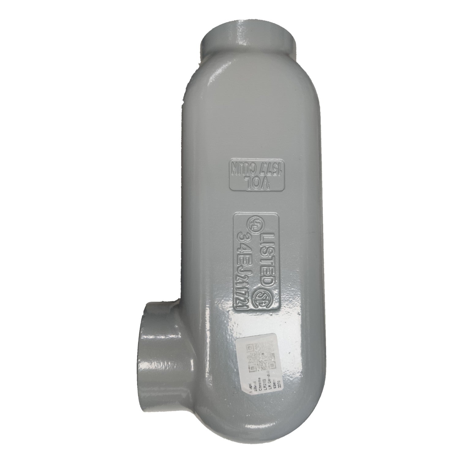 Gray pipe fitting with 'Rusco' branding on a white background