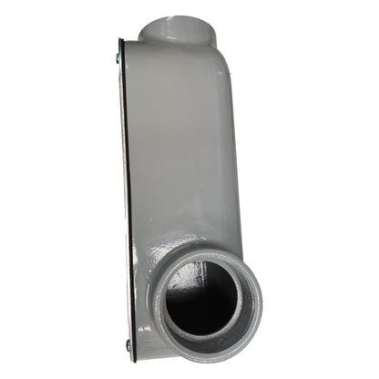 Metallic duct connector on a white background