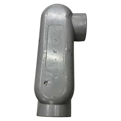 Metal pipe fitting on a white background