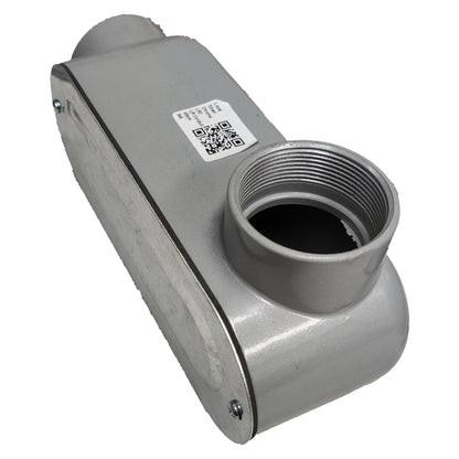 Metal valve with threaded end on a white background