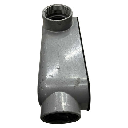 Metal pipe fitting on a white background