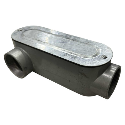 Metal pipe fitting on a white background