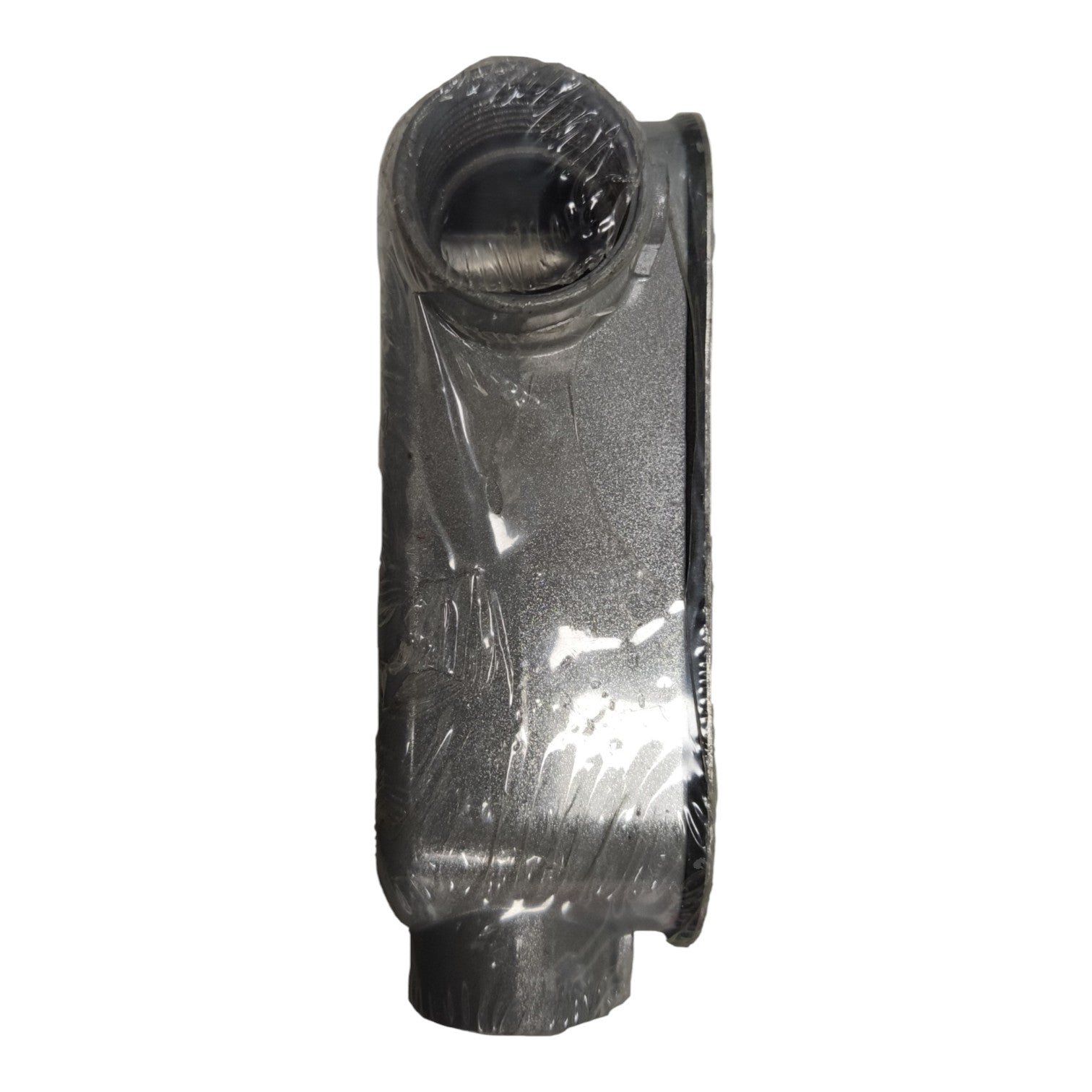 Metallic component with a cylindrical shape on a white background