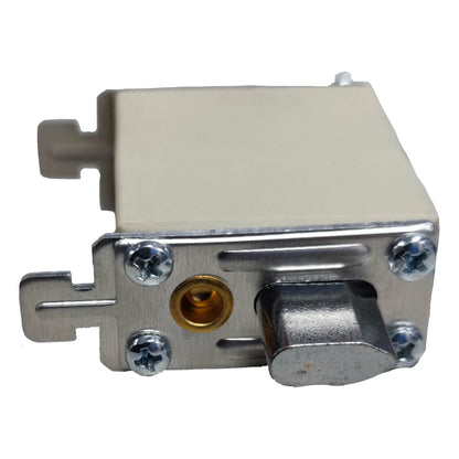 Metal lock mechanism on a white background