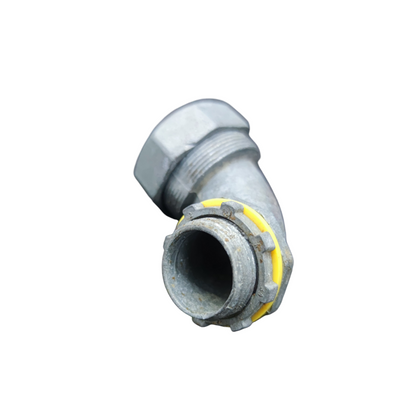 Metal pipe fitting on a white background
