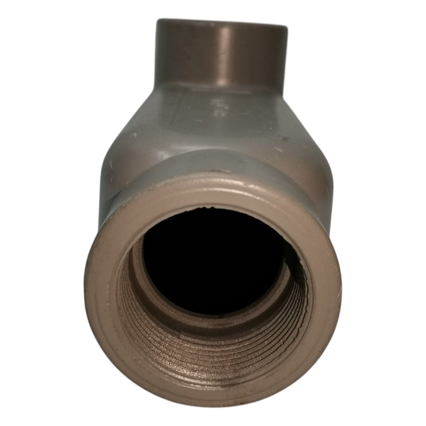 Bronze pipe fitting on a white background