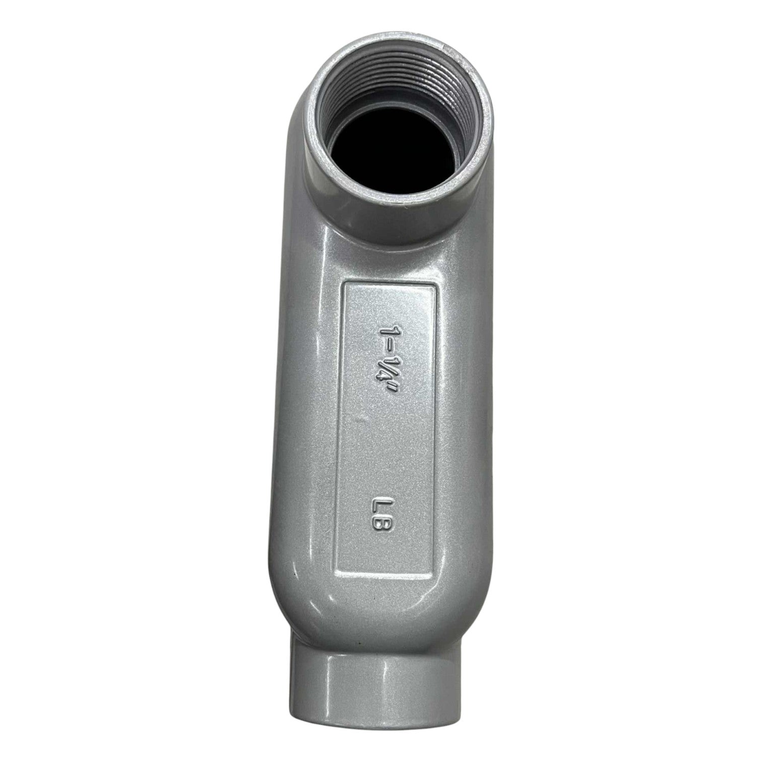Metal pipe fitting on a white background