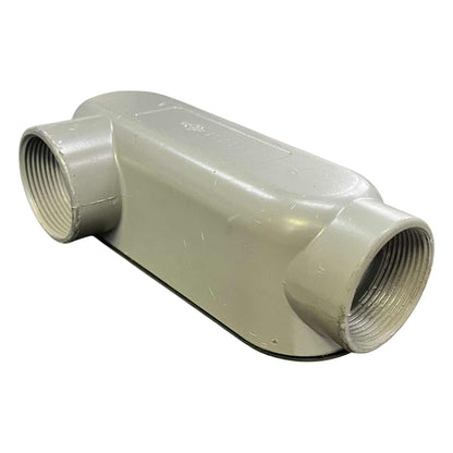 Plastic pipe fitting on a white background