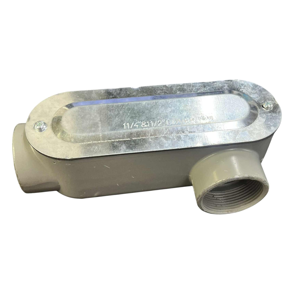 Metal pipe fitting on a white background