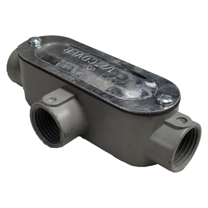 Gray metal pipe fitting with 'VPT COVE' branding on a white background