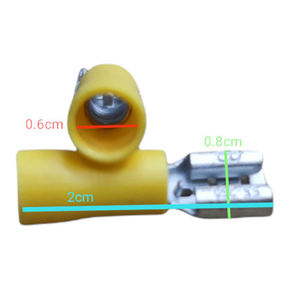Spade Terminal Connector with Insulation Head, 7mm, Male and Female, 5.5mm Wire
