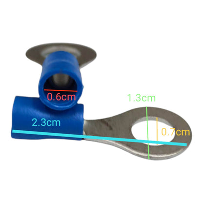 Blue insulated ring terminal lugs 3.5mm for electrical connections