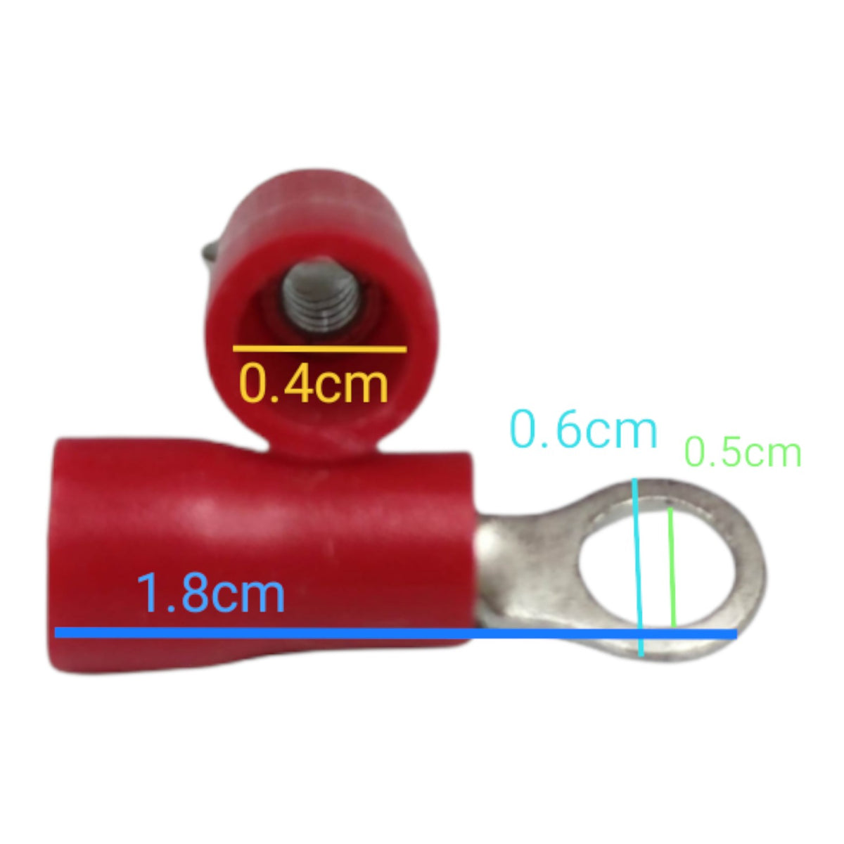 Red insulated ring terminal lugs 2.0mm for electrical connections