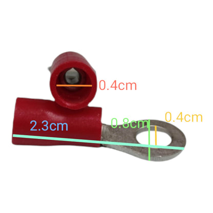 Red insulated ring terminal lugs 2.0mm for electrical connections