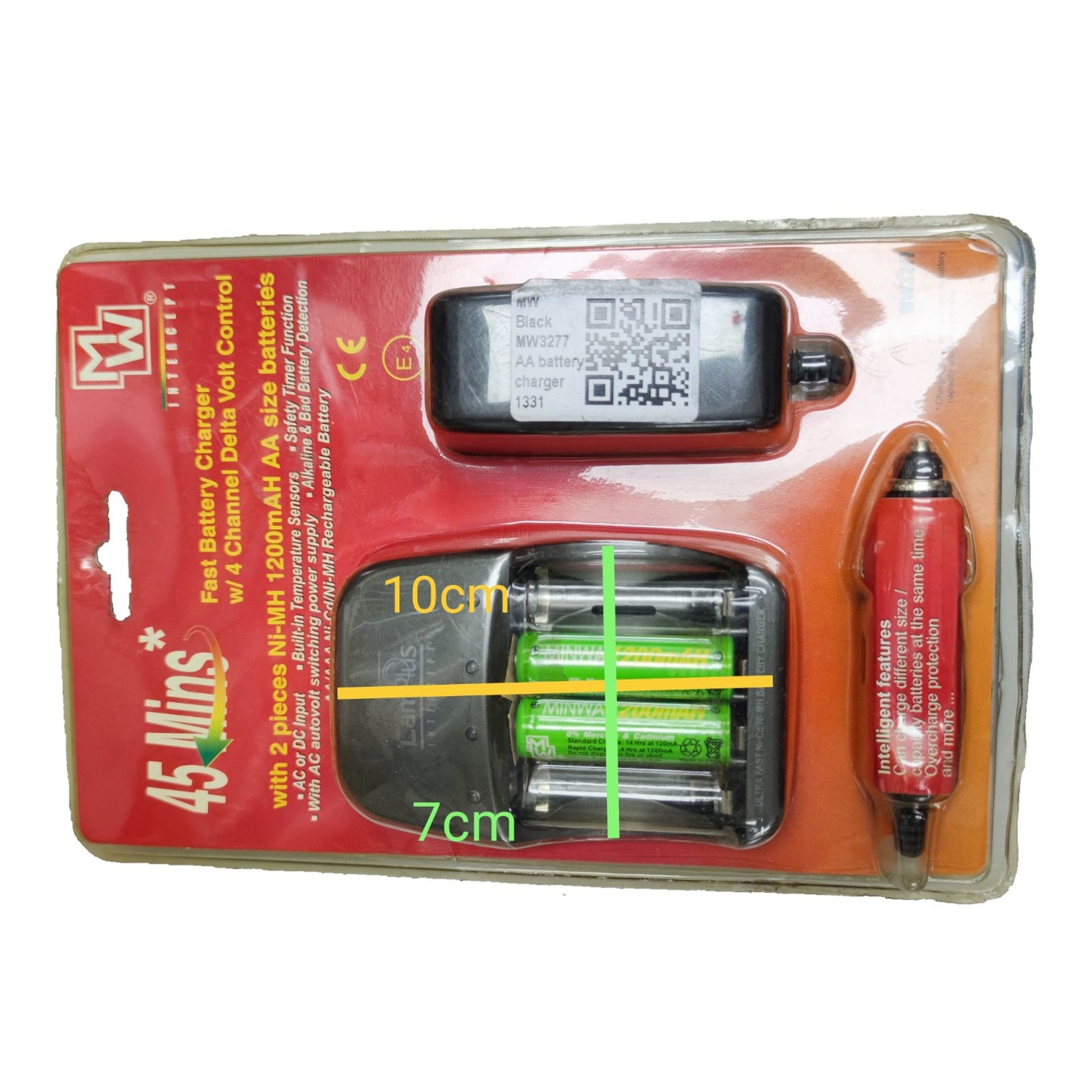 MW AA Battery Charger 220V Fast 4-Channel 45 Mins NI-CD Rechargeable Batteries
