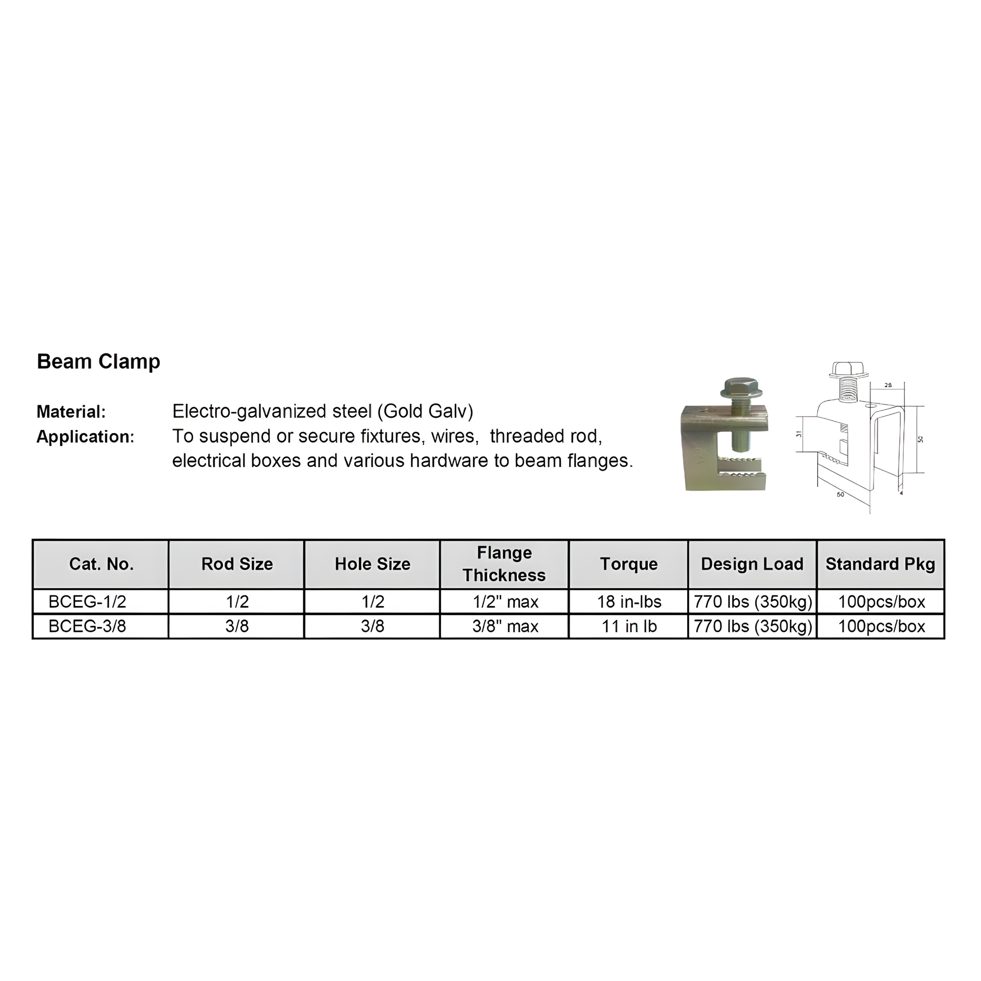 McGill Beam Clamp 1/2" Model# BCEG-1/2 electx