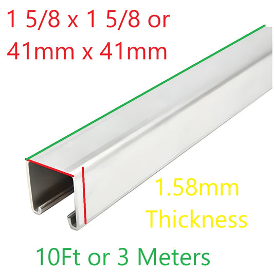 McGill 1 5/8 x 1 5/8 Unistrut Channel Pre Galvanize 10 Feet (3 Meters) Solid  SC-PG4141-16 41mm x 41mm x 1.58mm Thickness