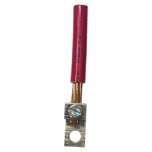 Electrical connector with red insulation on a white background