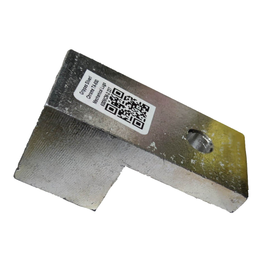 Metal tool with a QR code label on a white background