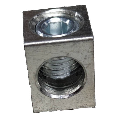 Metal square nut on a white background