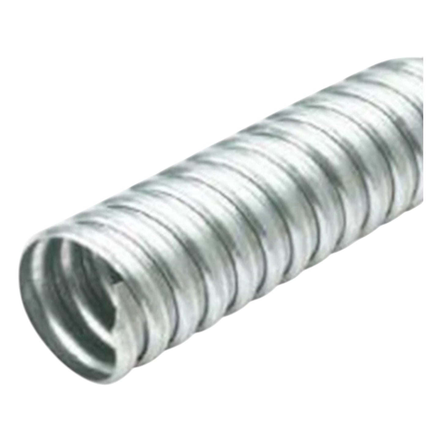 Metallic flexible hose on a white background