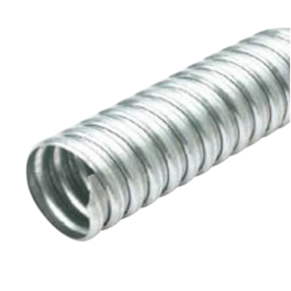 Metallic flexible hose on a white background
